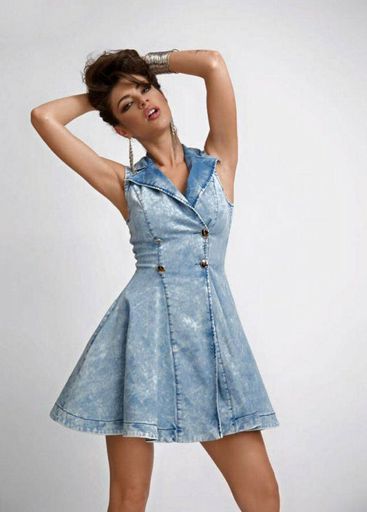 By Alina Mexton Damen Kleid Jeanskleid Jeans Minikleid Blazer-Kleid XS 34