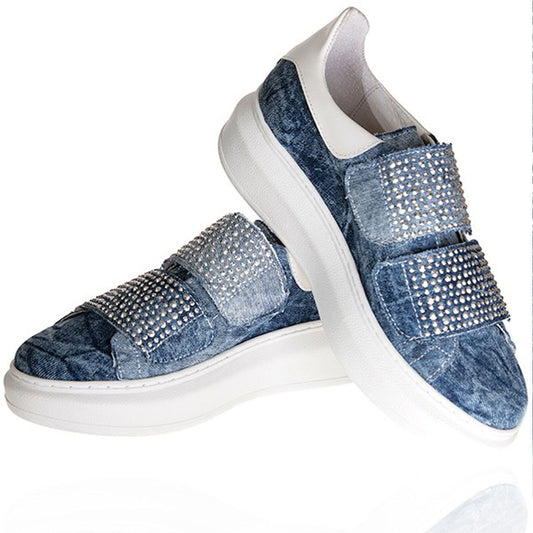 Mexton Damen Jeans Schuhe Plateau Sneaker Halbschuhe Jeansschuhe 36