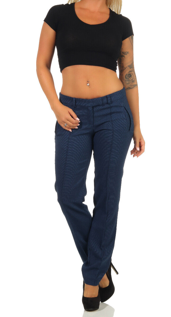 Eleganter Bouclé Hosenanzug Damen Gr. 40 – Blazer & Hose 2-Teiler Dunkelblau L