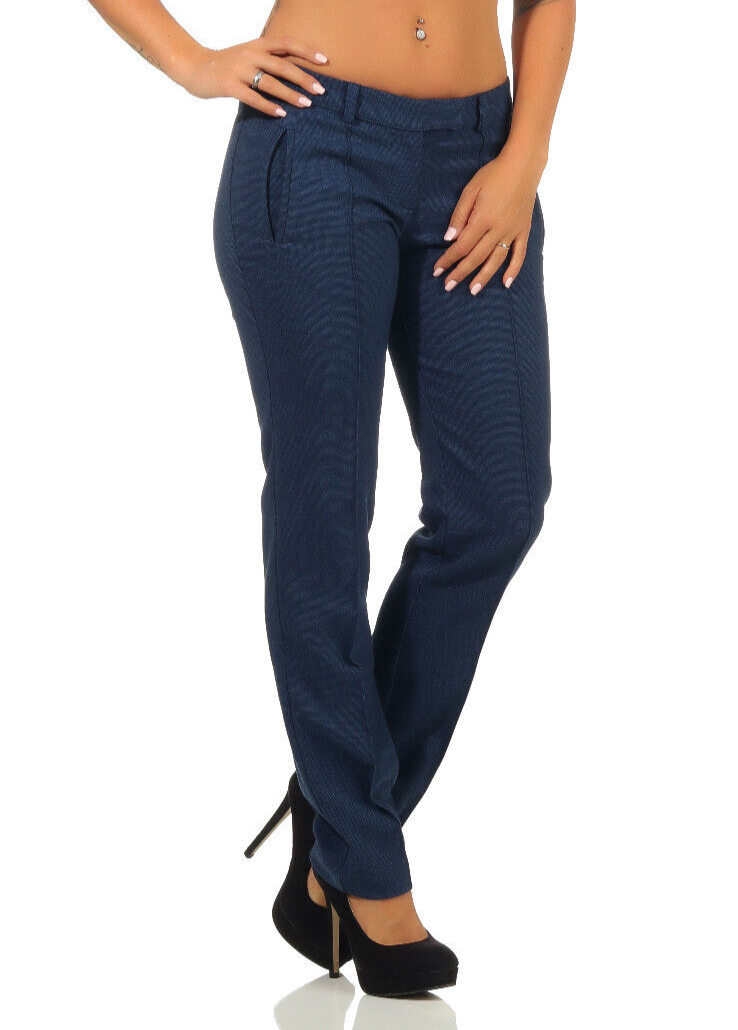 Eleganter Bouclé Hosenanzug Damen Gr. 40 – Blazer & Hose 2-Teiler Dunkelblau L