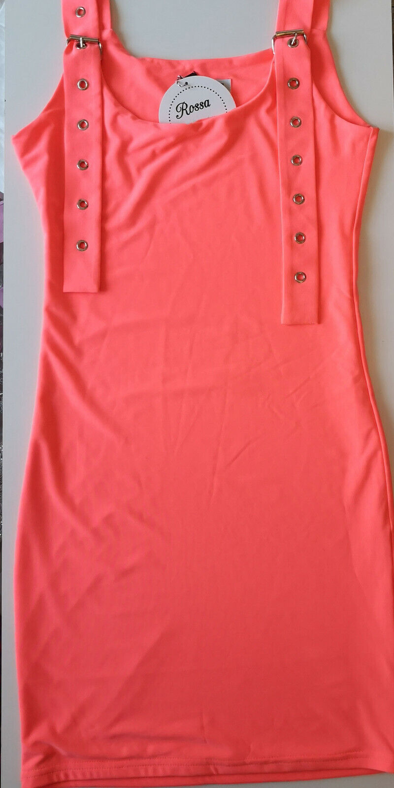 Neon Bodycon-Minikleid für Damen mit Trägern, Tunika-Stil, Schnallen und langem Shirt, von clothes-stores.