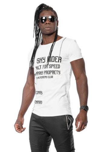 Mexton Men Slim-Fit T-Shirt mit gesticktem Print, kurzärmelig, langarm, in S bis XL, bequemes Herren-Shirt