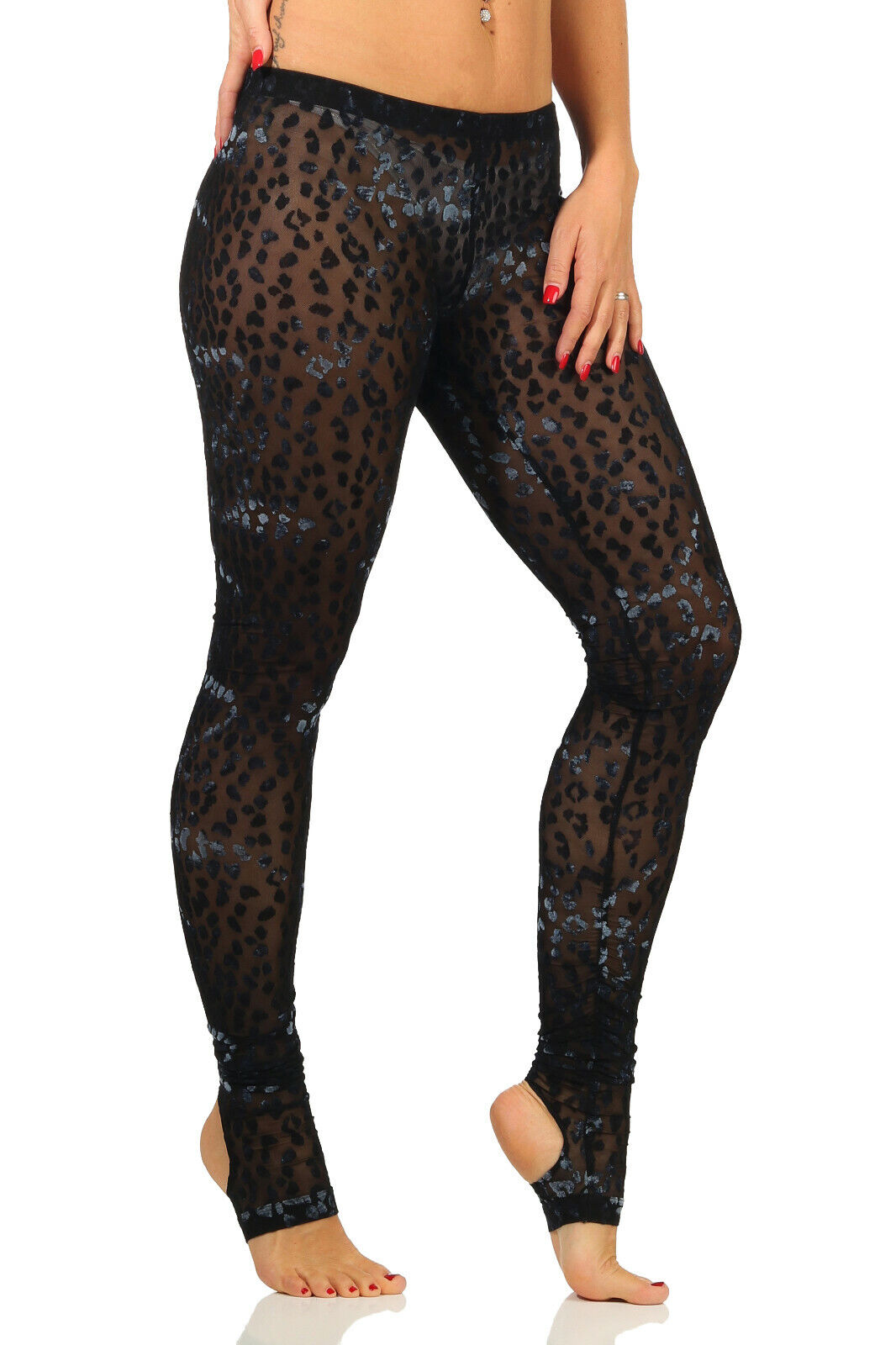 Tara Wera Damen Hose Leo Leggings Steghose Samt Strumpfhose Leopard 36-40