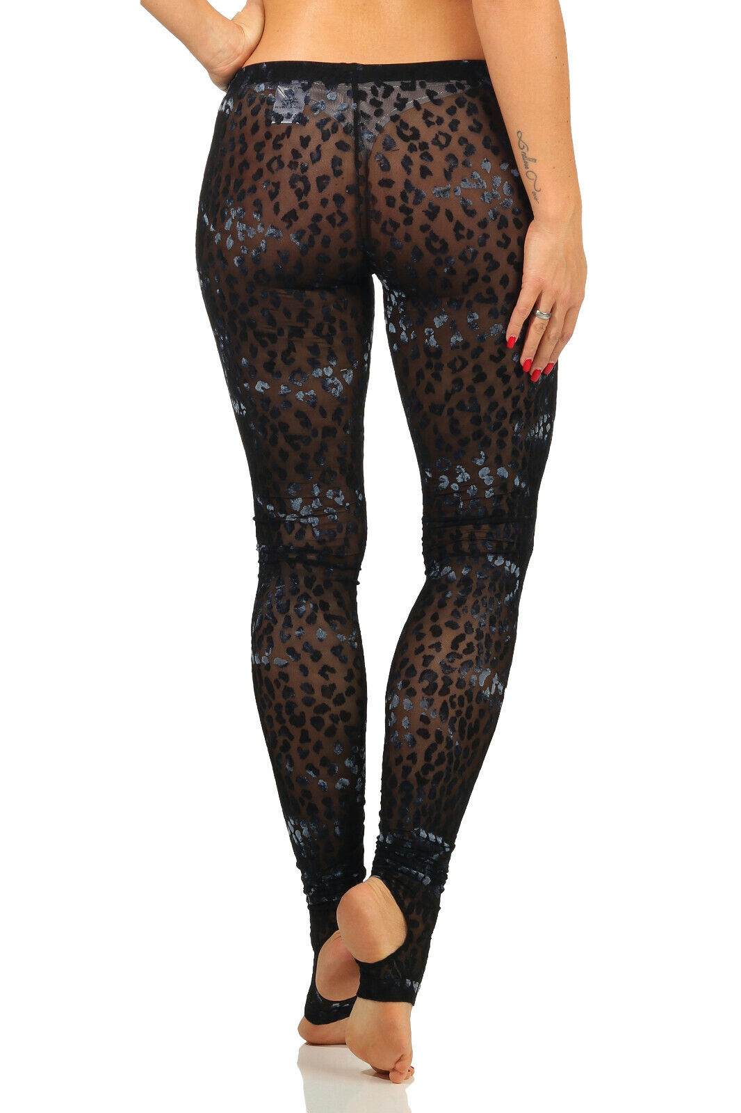 Tara Wera Damen Hose Leo Leggings Steghose Samt Strumpfhose Leopard 36-40