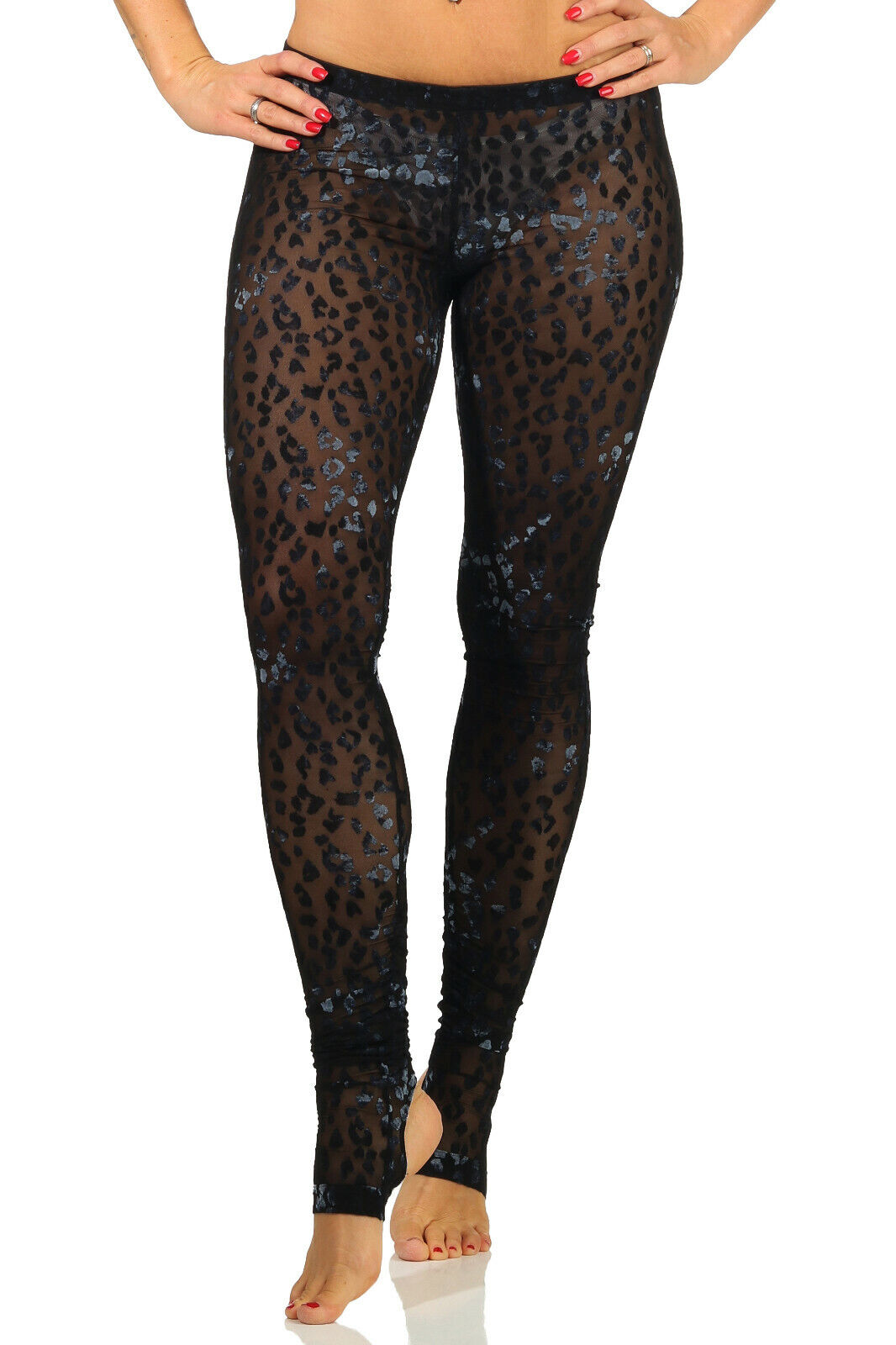 Tara Wera Damen Hose Leo Leggings Steghose Samt Strumpfhose Leopard 36-40