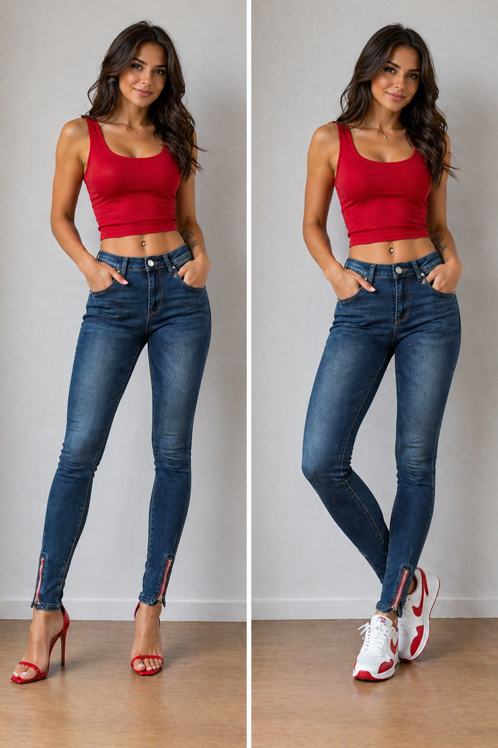 Damen Skinny High Waist Jeans von clothes-stores, blaue Röhrenjeans mit Reißverschluss, Ankle-Länge, Größe 32-XXS