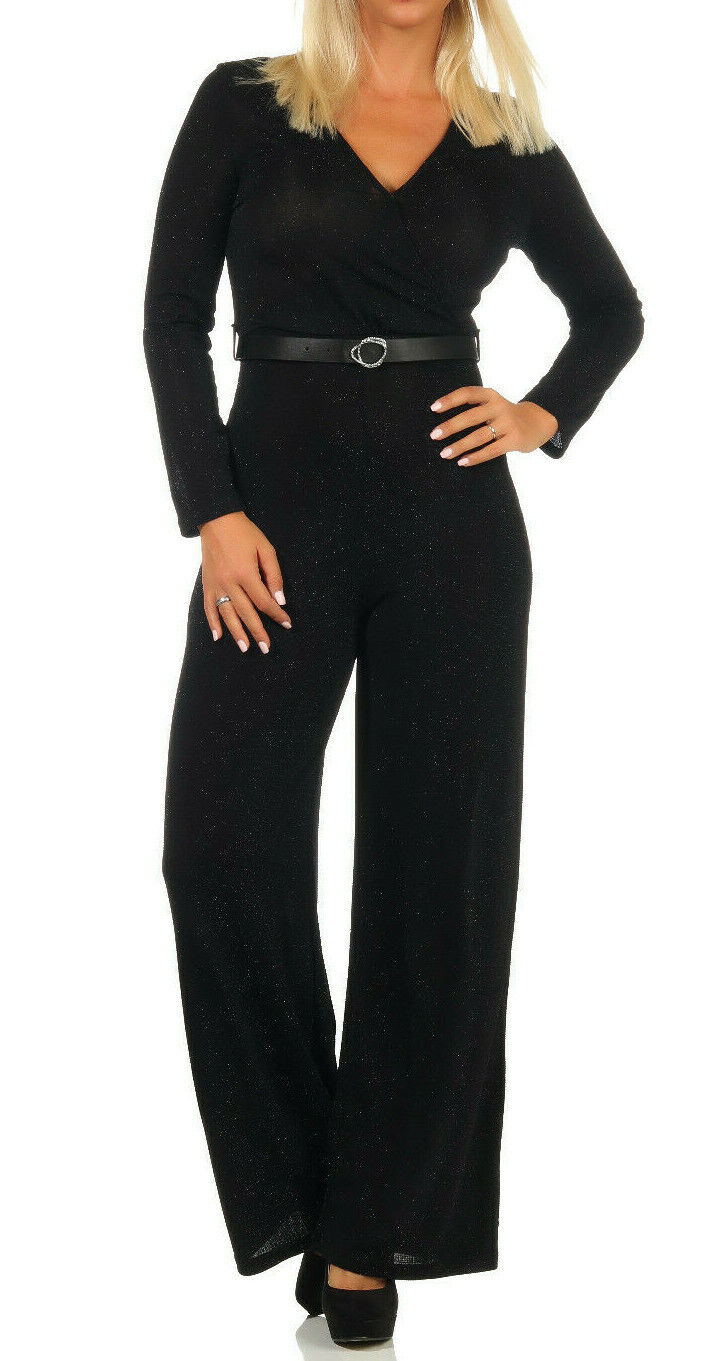 Damen Overall von Clothes-Stores, High-Waist, glitzernd, transparent, eleganter Einteiler im S-L Schnitt, stylischer Hosenanzug
