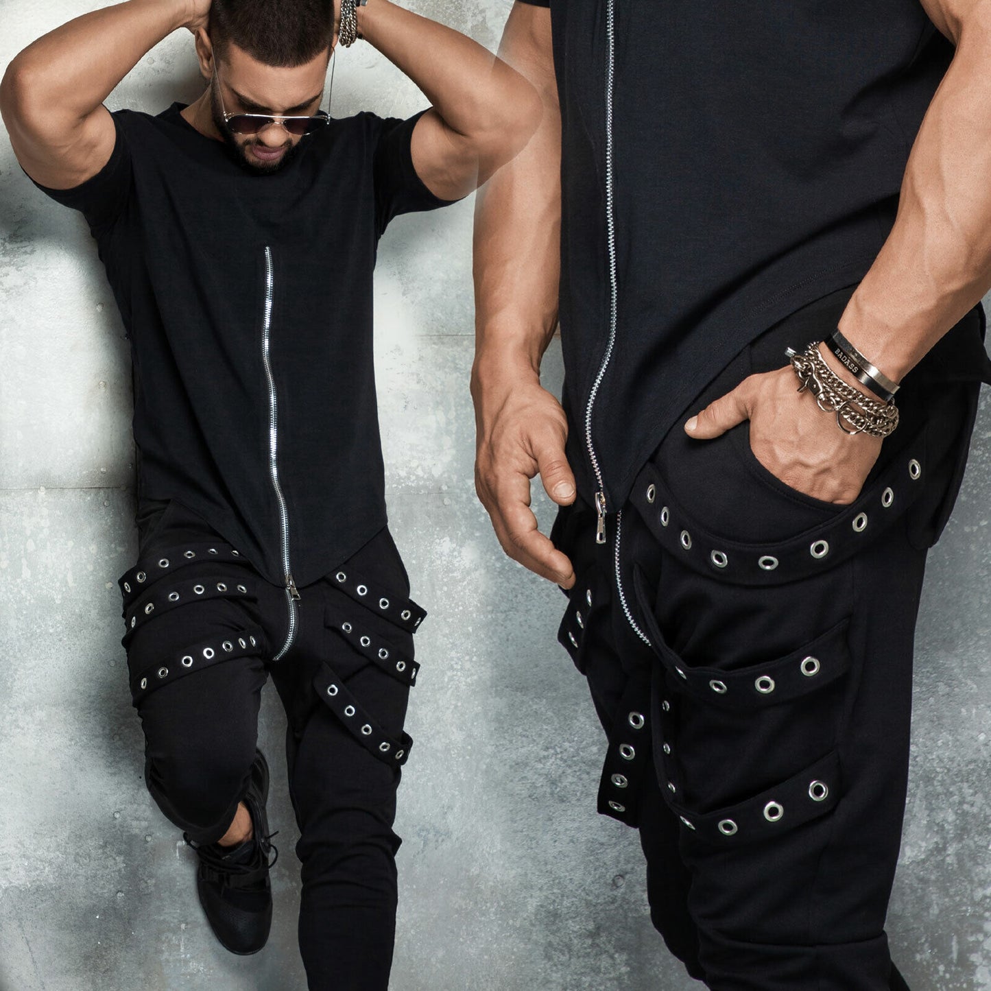 Langes, oversize Herren T-Shirt von Mexton für Männer mit Reißverschluss in S bis XL, bequemes Longshirt aus weichem Stoff.