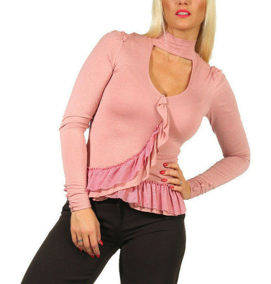 Feinstrick Pullover von Sea Shell für Damen in Altrosa, Business-Top, kurzärmelig, in Größe S, M oder L, elegant und bequem.