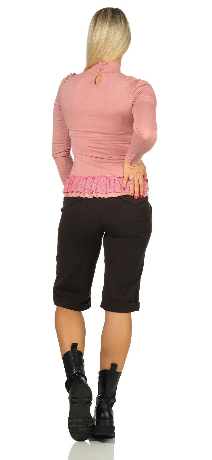 Feinstrick Pullover von Sea Shell für Damen, Altrosa, im Business-Stil, mit Rundhalsausschnitt, in S, M und L.