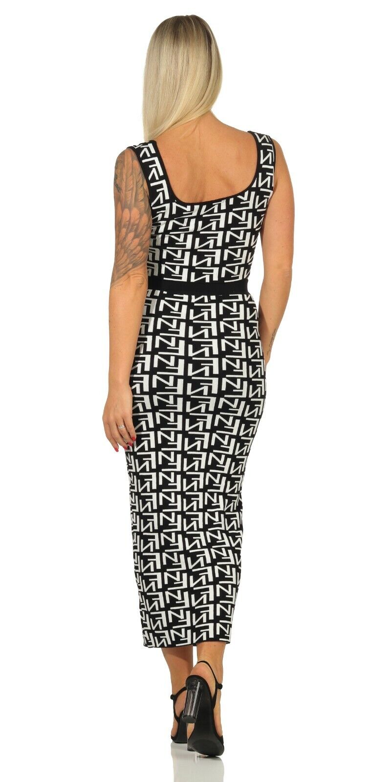 Damen 2-Teiler Strick-Top und Midirock Set, bauchfrei, hoher Taillen- und Midirock aus weichem Strickstoff.