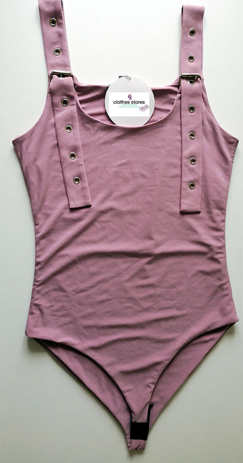 Sexy Damen-Body mit Leo-Muster, Trägertop, Schnallen-Details, enger Schnitt, aus elastischem Material in XS bis M