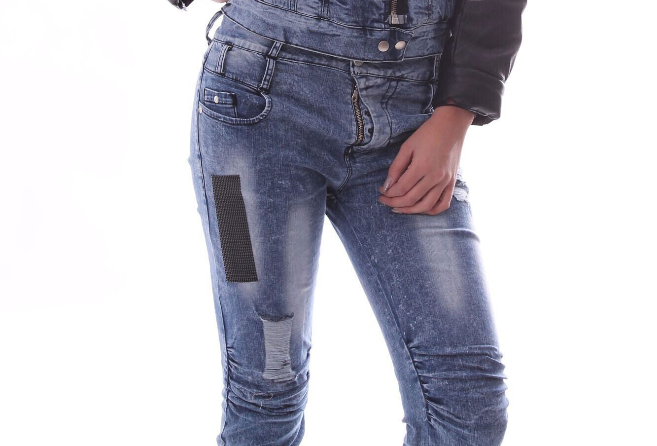 Damen Röhrenjeans von Foggi in Blau, Hüftjeans mit Push-Up-Effekt, enge Jeanshose in S, M, L, modischer Fit