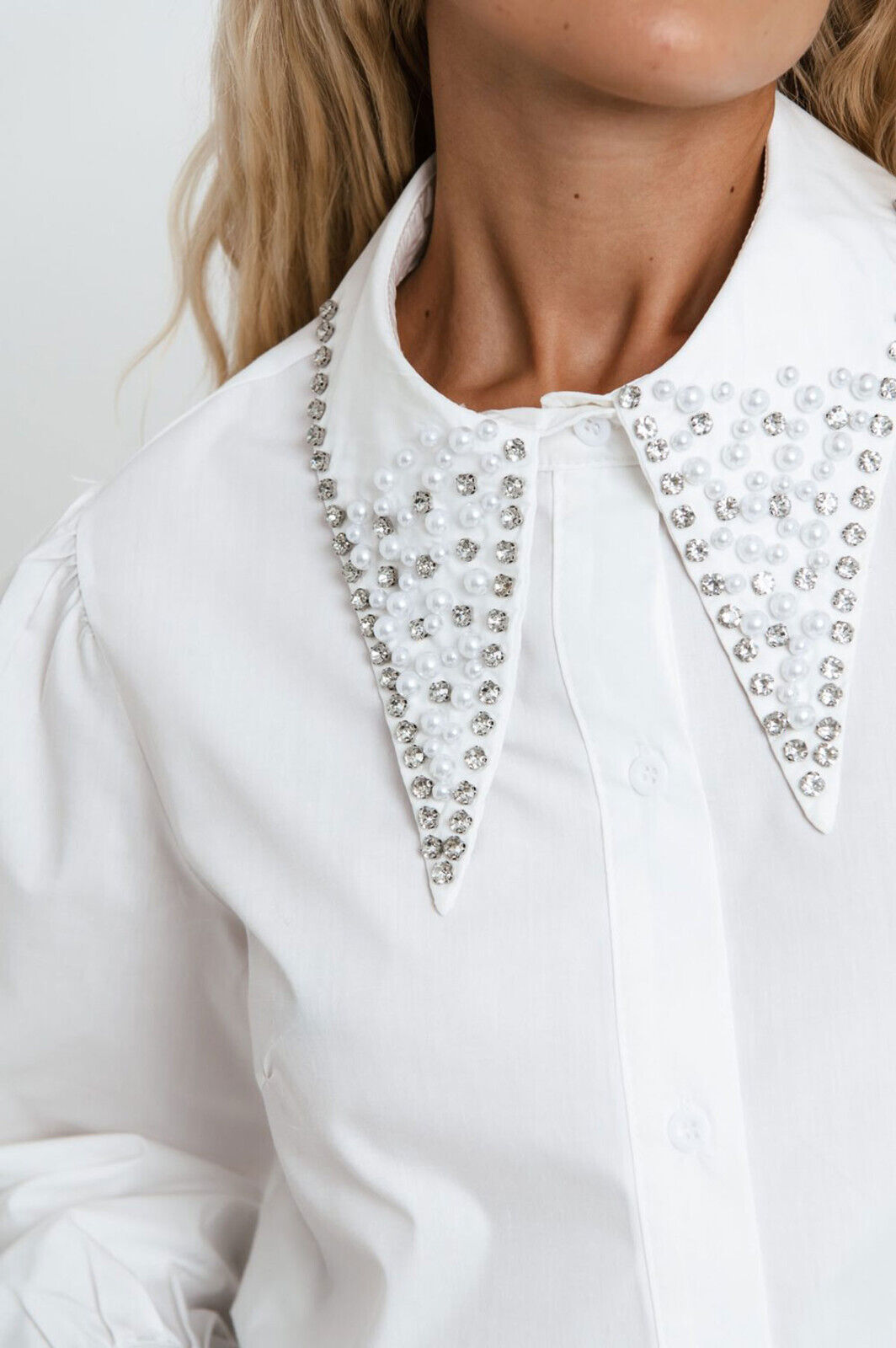 Freestyle Damen Overzize Bluse mit Langarm, Strasskragen, eleganter Businesslook, lockeres Hemdblusen-Design
