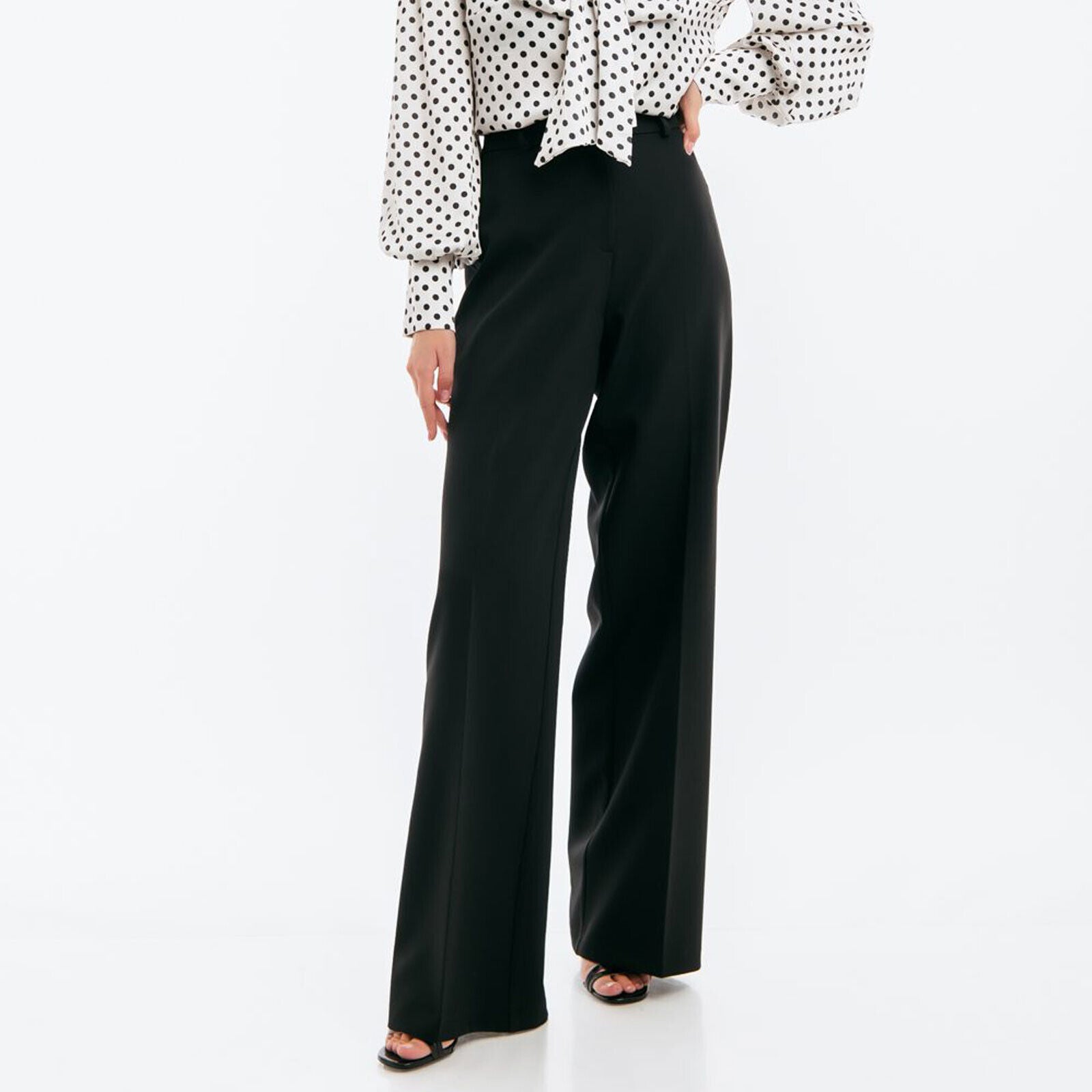Freestyle Damen Stoffhose mit weitem Bein, Marlenehose, elegante und bequeme weite Damenhose aus Stoff
