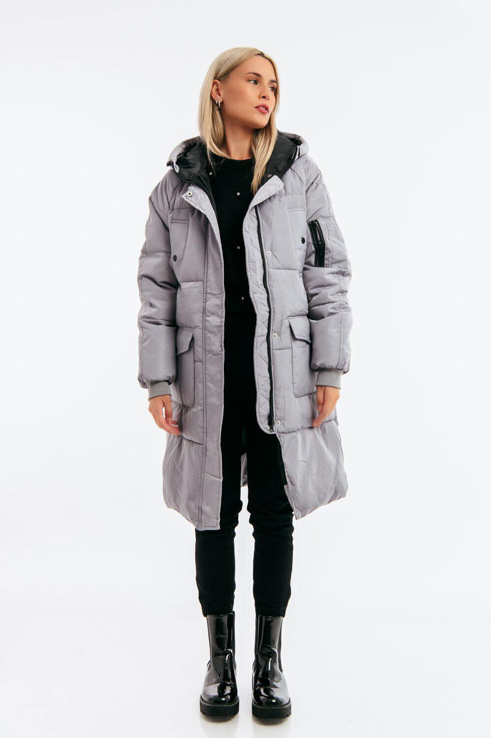 Damenschicke gesteppte Pufferjacke von freestyle in Silber-Grau, stylischer und funktionaler Mantel für S.
