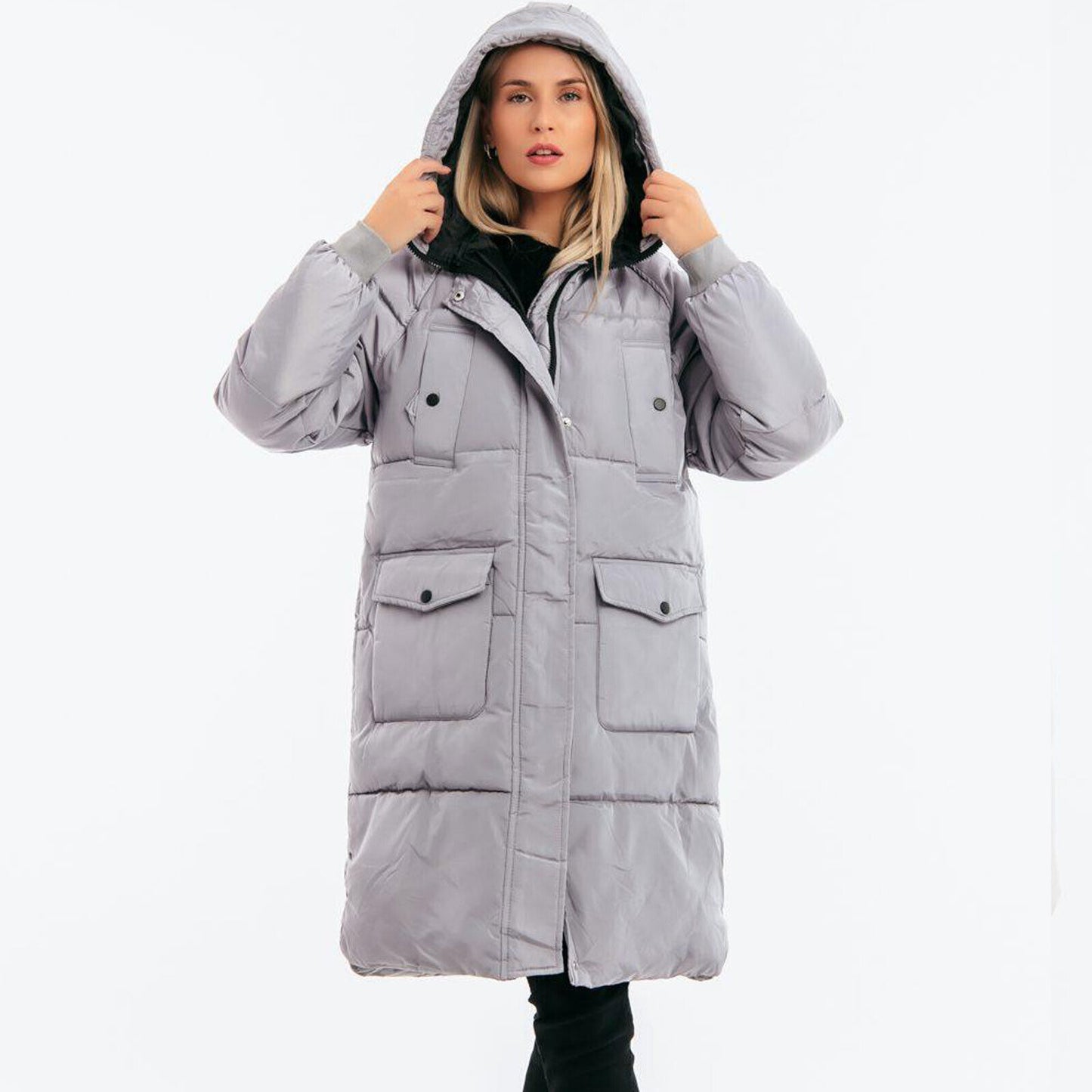 Damen Steppjacke in Silber-Grau von freestyle, stilvoller Puffermantel, leicht gefüttert, für kaltes Wetter, Größe S