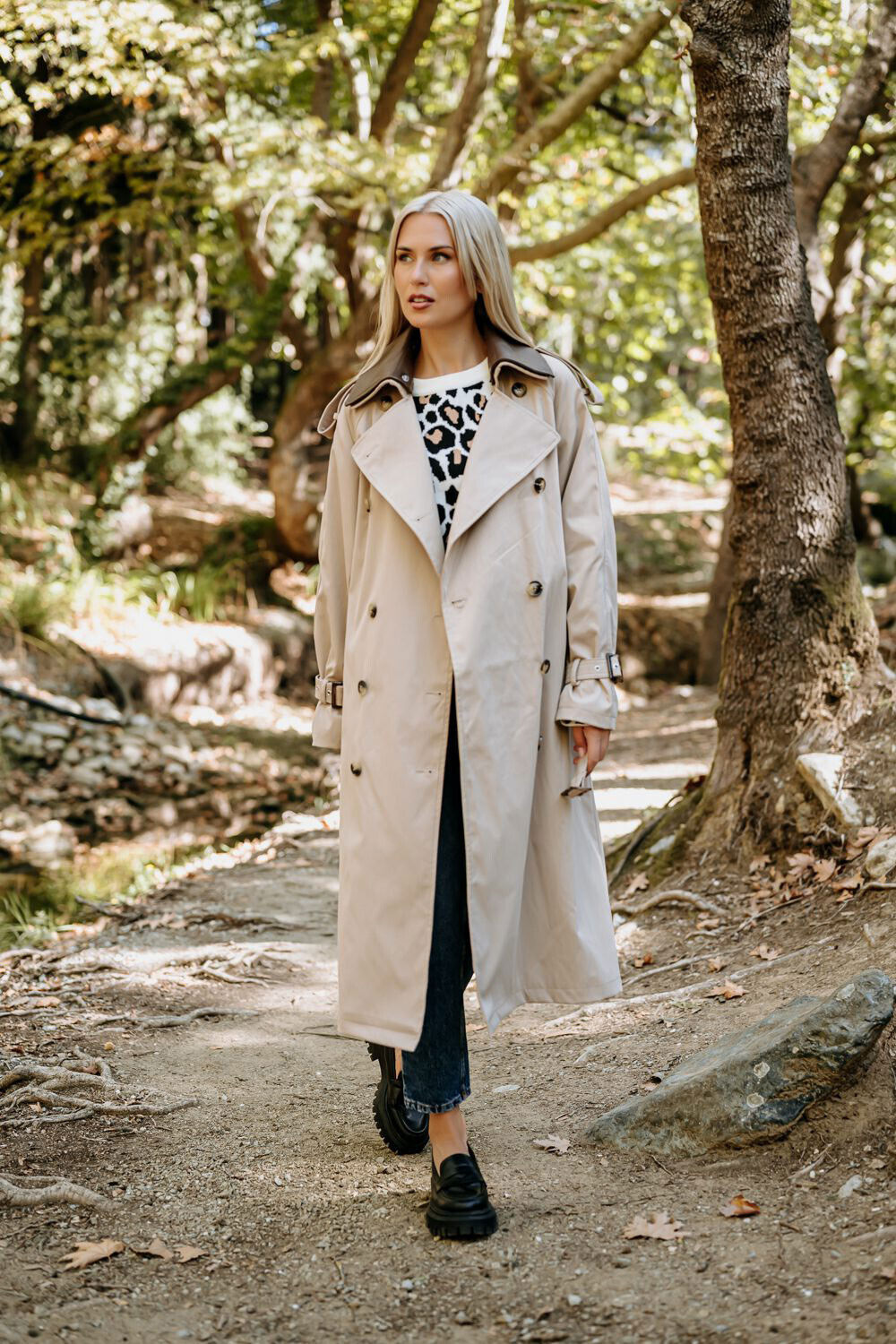 Beiger Damen-Trenchcoat im Oversize-Lederlook, stylische Jacke für Damen in Größe S M L von freestyle.