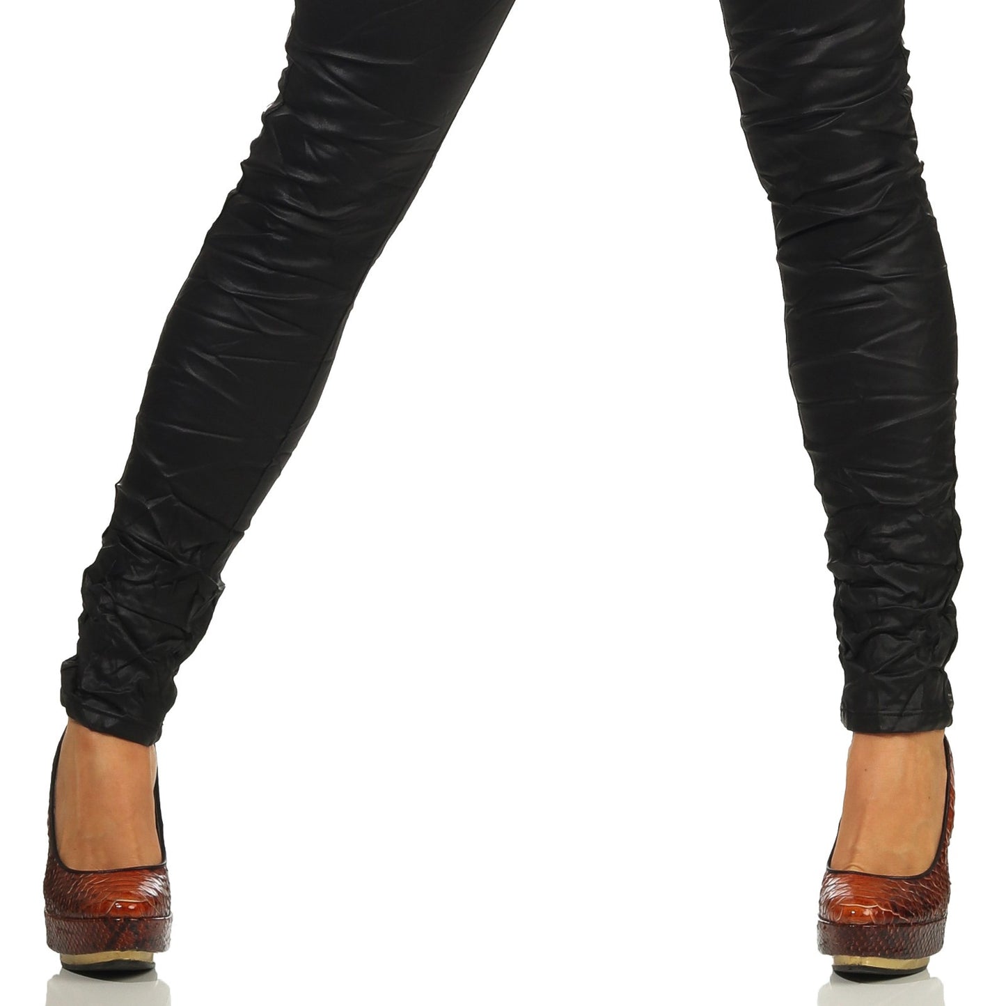 Jewelly Damen Baggy Boyfriend Jeans im Crash-Look mit Leder-Details und Knöpfen, lockere Hüftjeans für Damen.