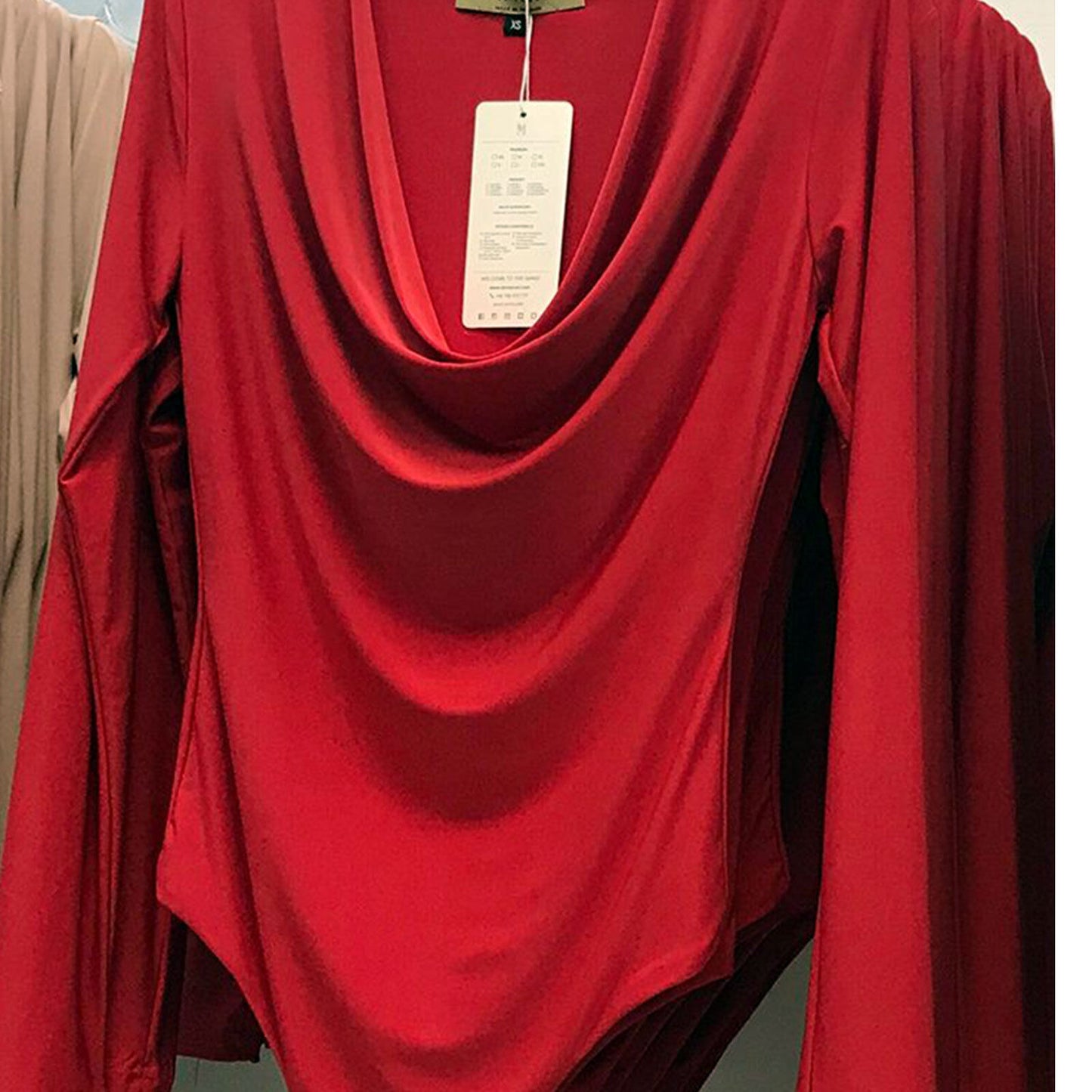 LA Damen Body Langarm, Wasserfall Shirt und Bluse in XS-L, aus weichem Stoff, elegante Mode von La Manuel.