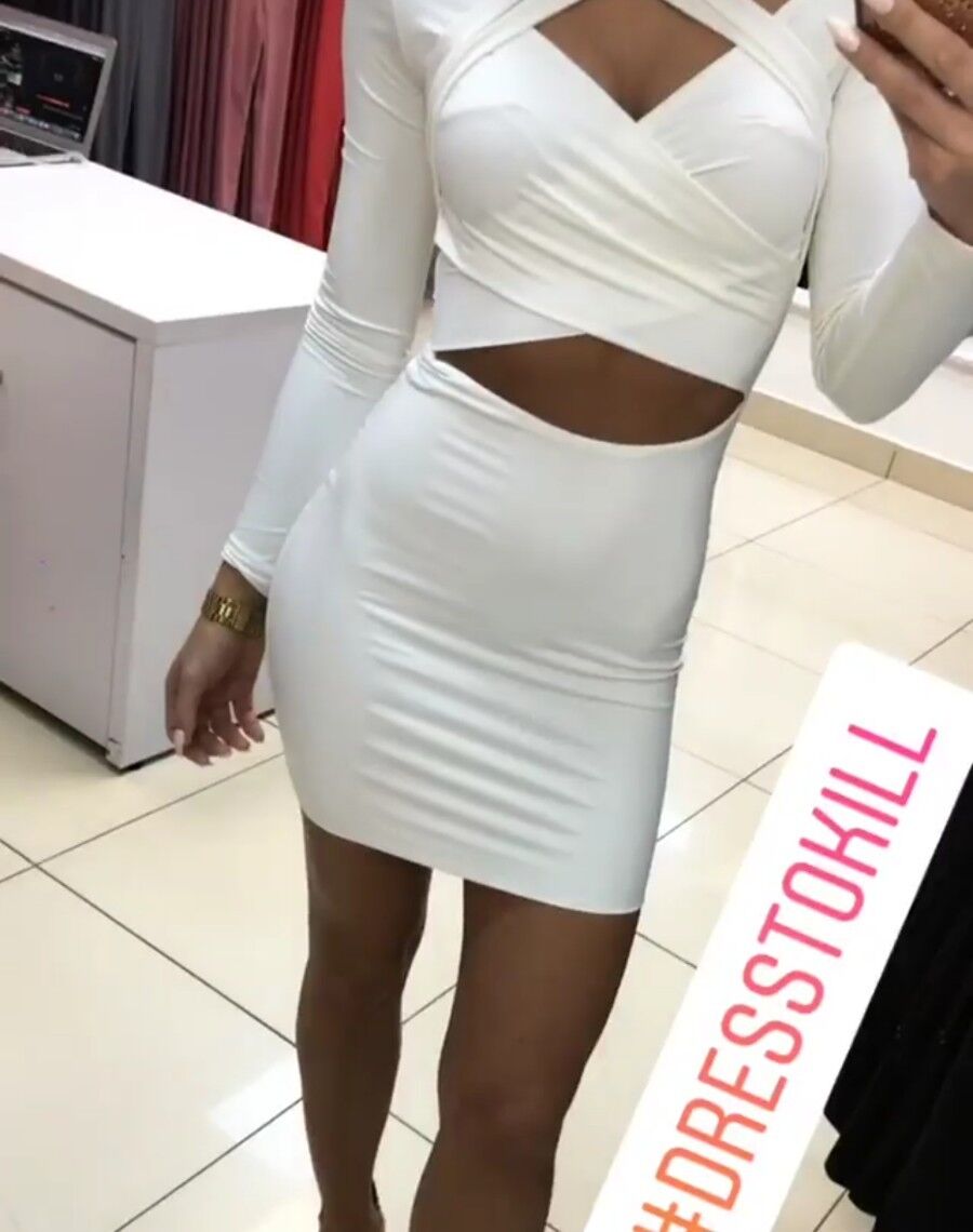 La Manuel Damen Minikleid aus Stretchstoff, figurbetontes Bodycon-Design, langes Longshirt, kurz, in XS-M
