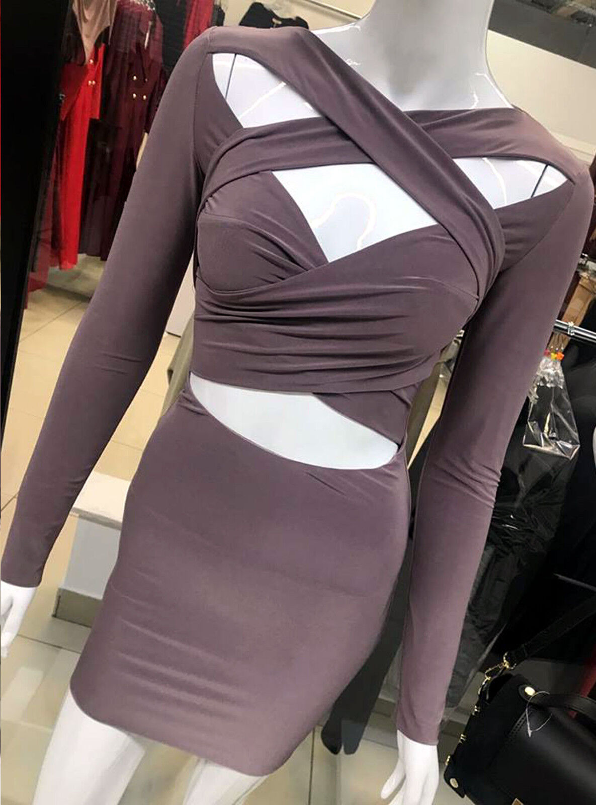 La Manuel Damen Minikleid aus Stretchstoff, figurbetontes Bodycon-Kleid in XS-M, mit langem Shirt-Design und Minirock.