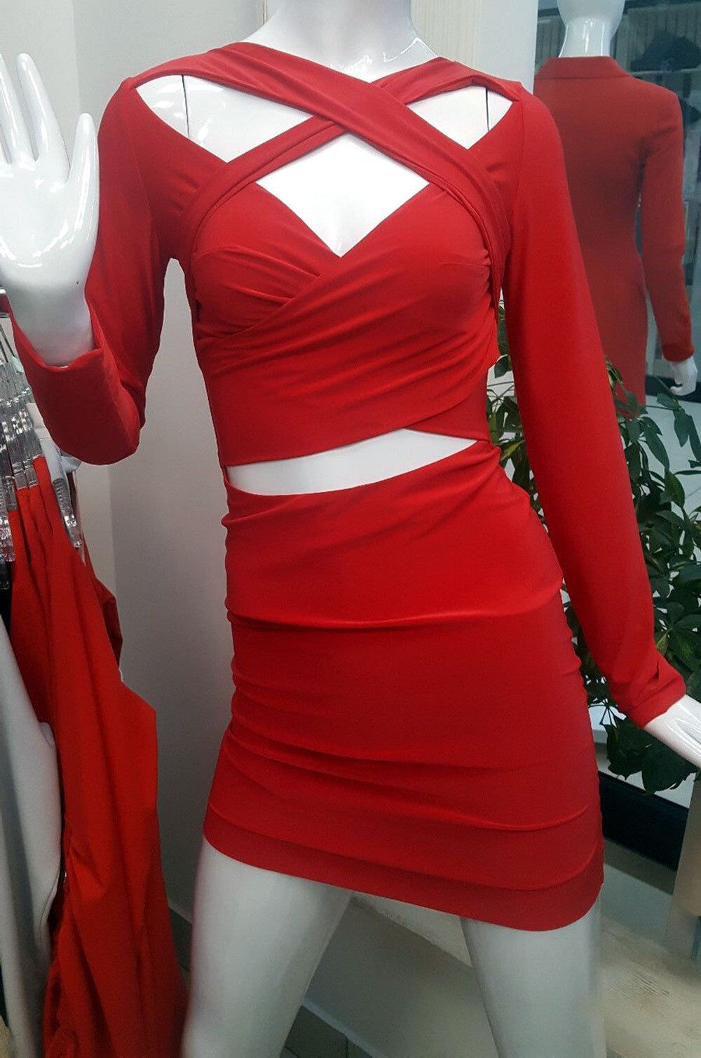 La Manuel Damen Minikleid aus Stretchstoff, eng anliegend, langärmeliges Bodycon-Kleid, geeignet für XS bis M, modisches Longshirt.