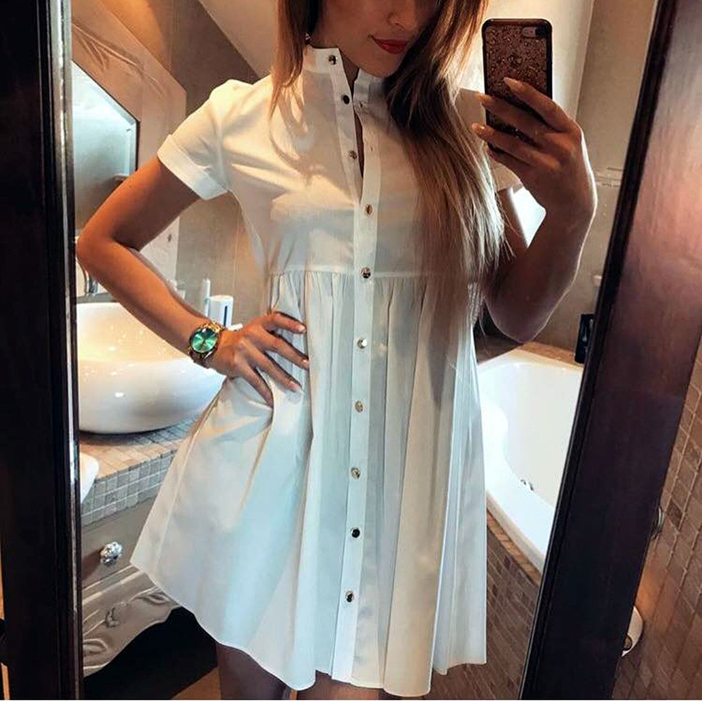 LA Damen Minikleid und Tunika von La Manuel, langes Hemdblusenkleid, leichte Strandbluse, bequemes Blusenkleid, lockerer Schnitt