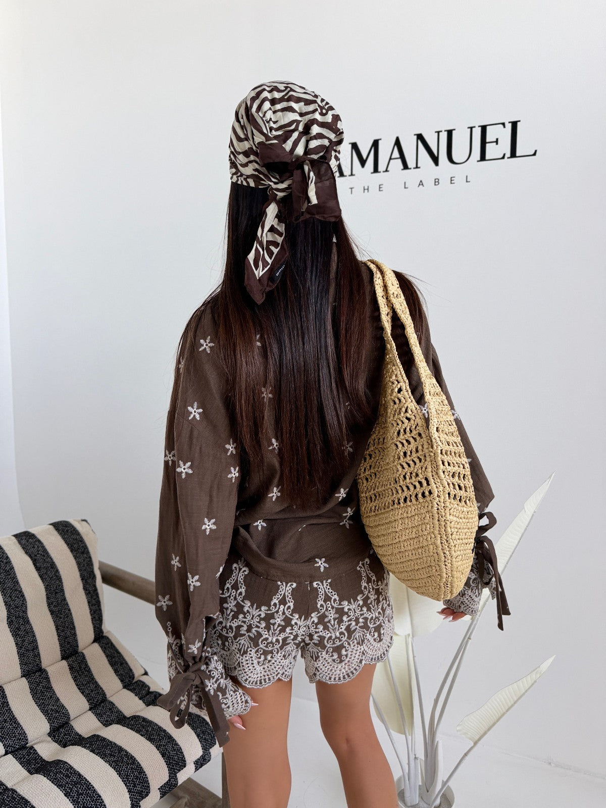 La Manuel Damen Zweiteiler mit Spitze, elegante Bluse und Hotpants, ideal für Urlaub und Strand, in Größe S