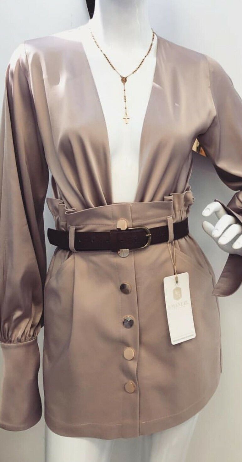 LA Damen Minirock, High-Waist Bleistiftrock mit Knöpfen und Paperbag-Design, ideal für Partys, in XS-M, von La Manuel.