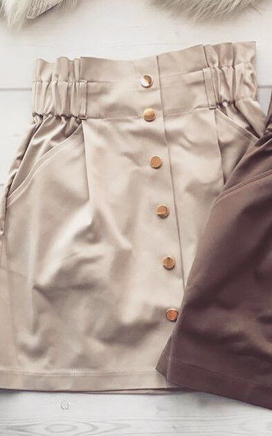 LA Damen Minirock, High-Waist Bleistiftrock mit Knöpfen, Paperbag-Design, Partyrock, in XS-M, von La Manuel