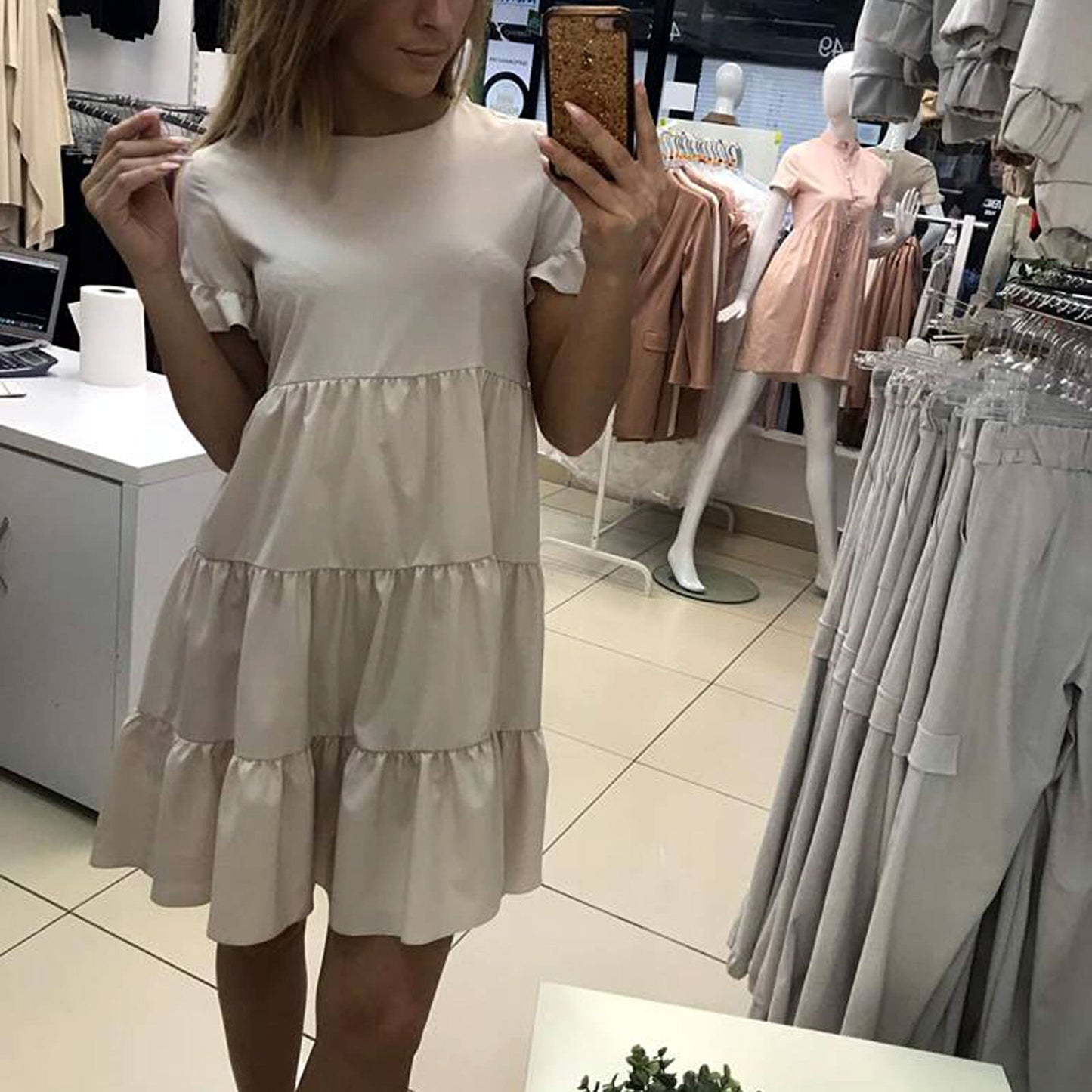 LA Damen Minikleid, Tunika und Strandkleid von La Manuel, leichte Sommerkleidung, langes Shirt, ideal für den Strand.