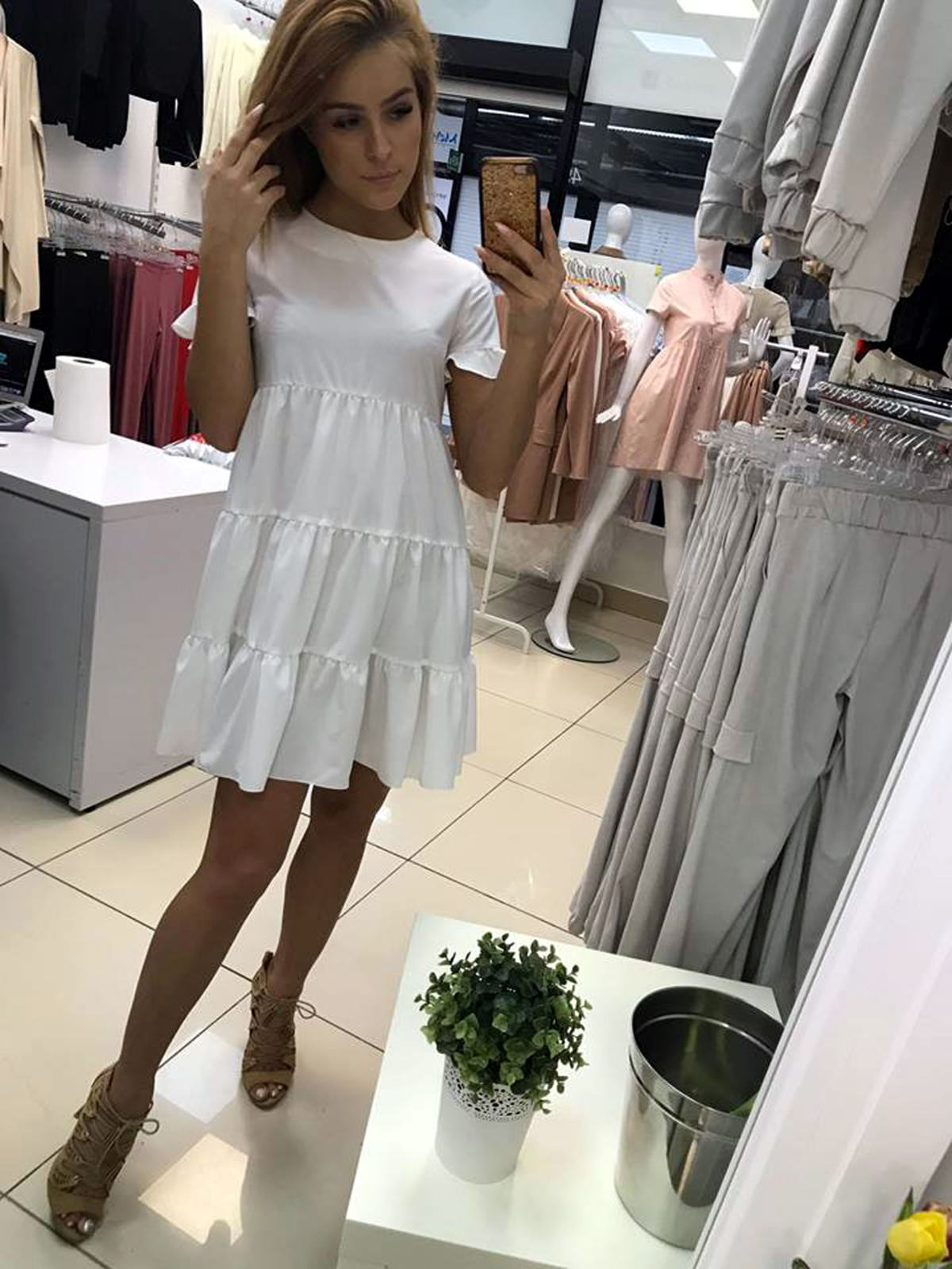 LA Damen Minikleid, Tunika und Strandkleid, leichtes Sommerkleid aus weichem Stoff, ideal für warme Tage, von La Manuel