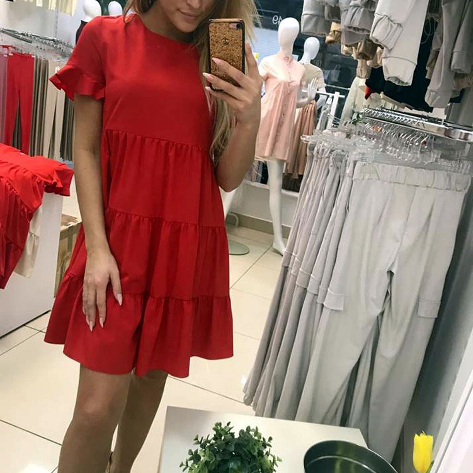 LA Damen Minikleid, Tunika und Strandkleid von La Manuel, sommerliches Stufenkleid für Damen, leichtes Longshirt für den Sommer.