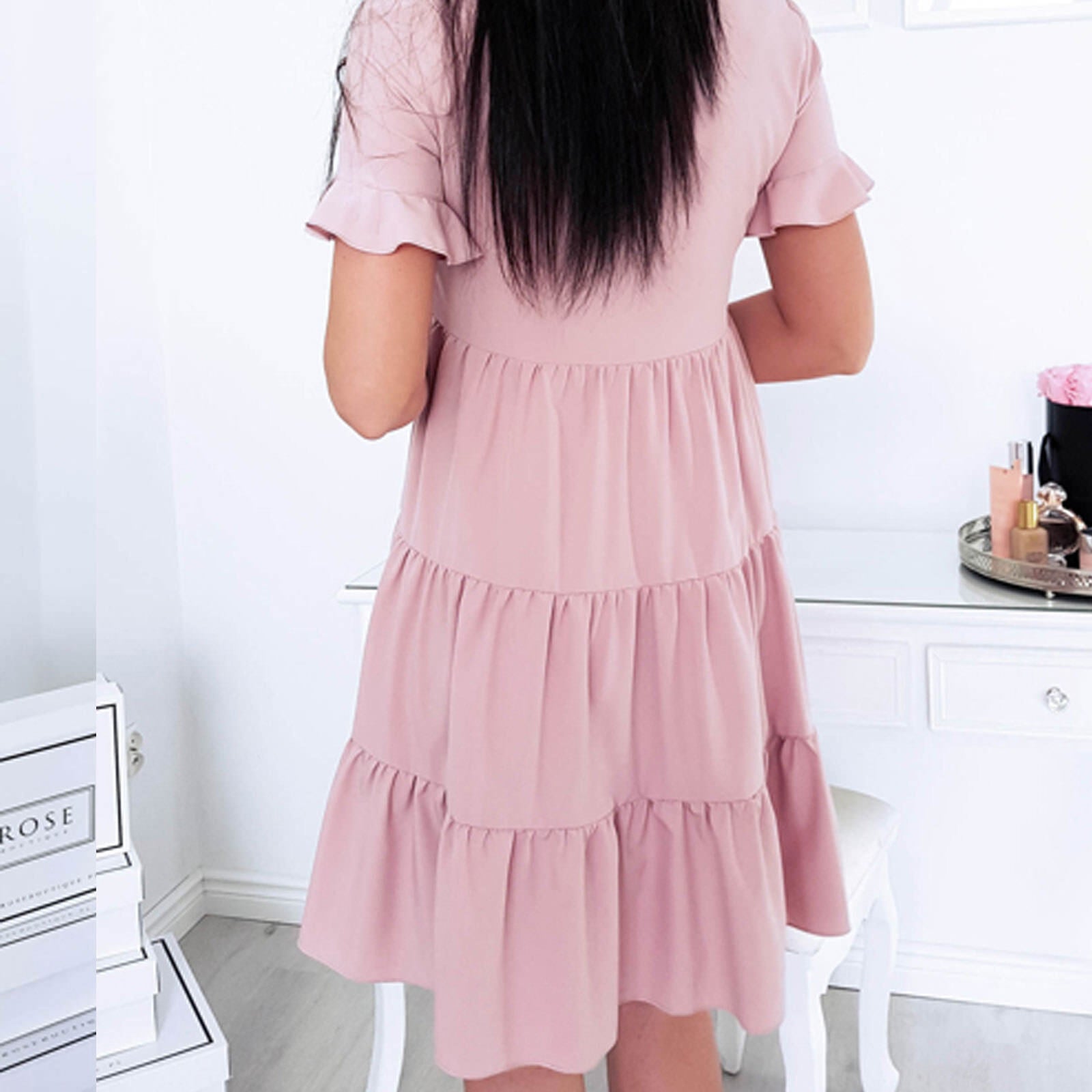 LA Damen Minikleid von La Manuel, sommerliches Strandkleid mit Tunika- und Longshirt-Design, leichtes Stufenkleid für den Sommer.
