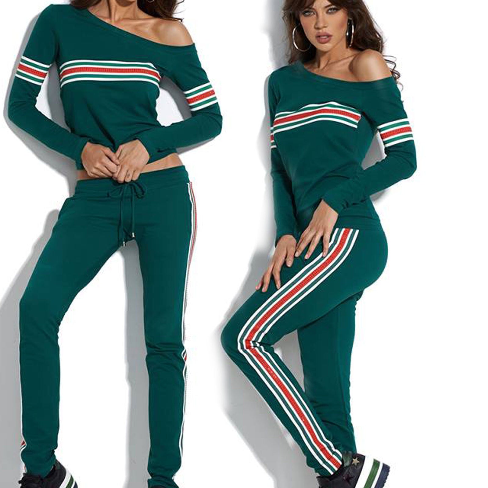 Damen 2-teiliges Mexton Pullover und Jogginghose, bequemer Hausanzug in XS, weicher Stoff in neutraler Farbe