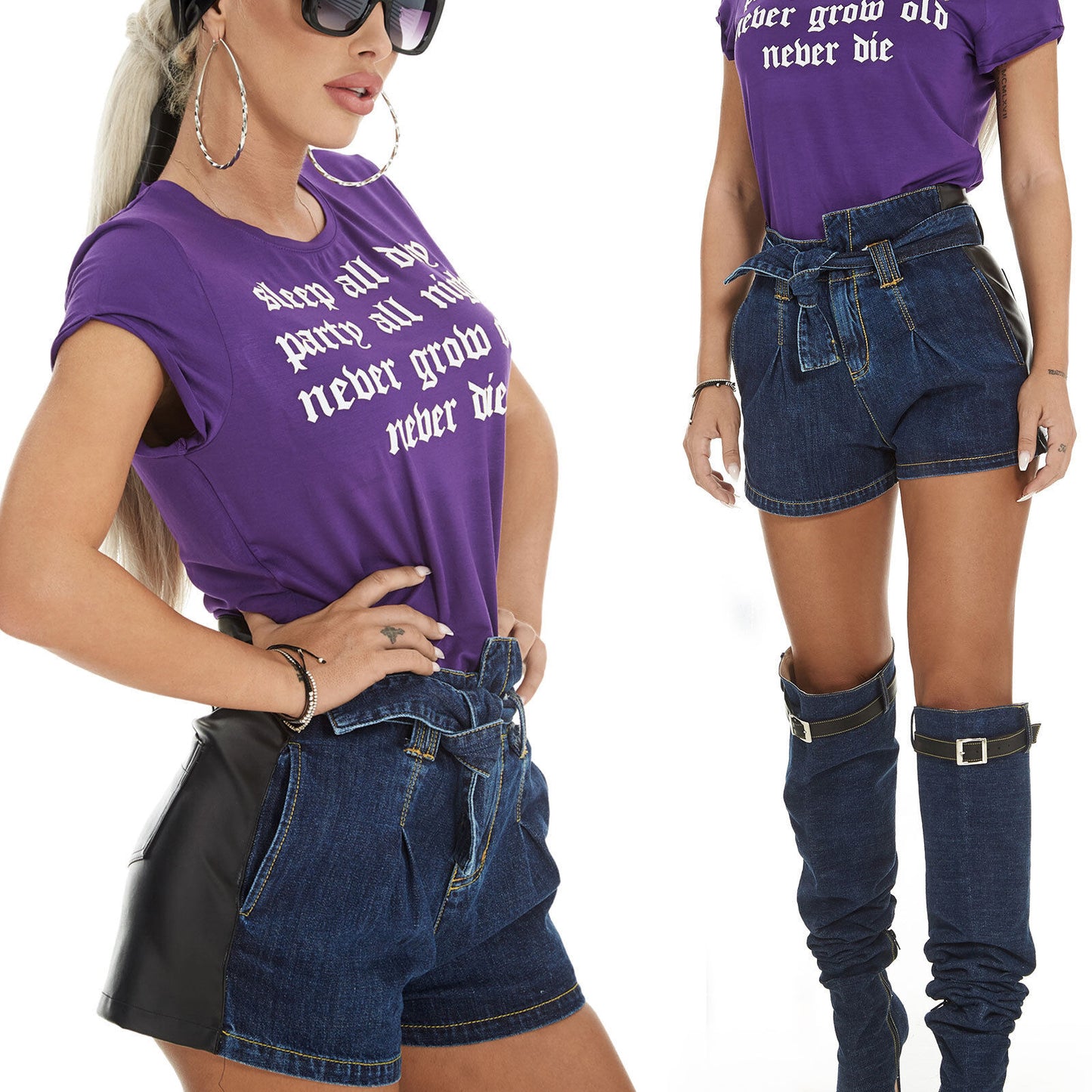 Mexton Damen Jeans Hotpants im Lederlook, kurze Hose, Hosenrock, XS-S, modisches Damen-Shorts-Design