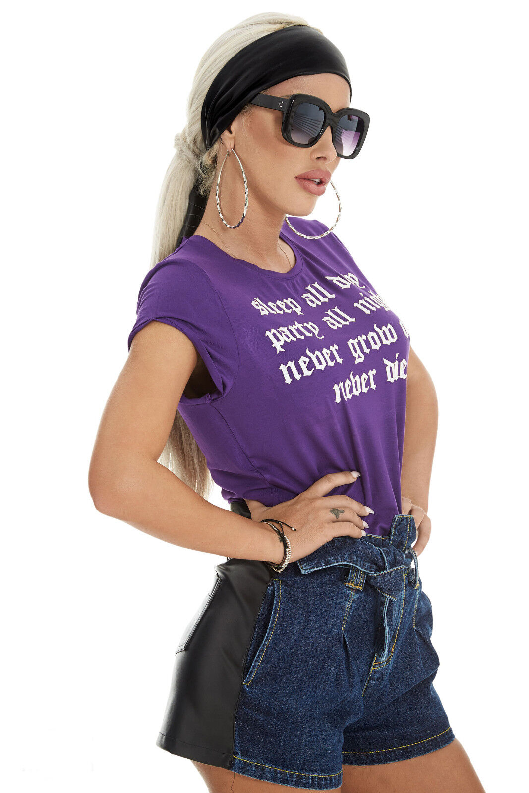 Mexton Damen Jeans Hotpants Lederlook Shorts, kurze Hose, Hosenrock, in XS-S, mit Lederoptik, modische Damenmode