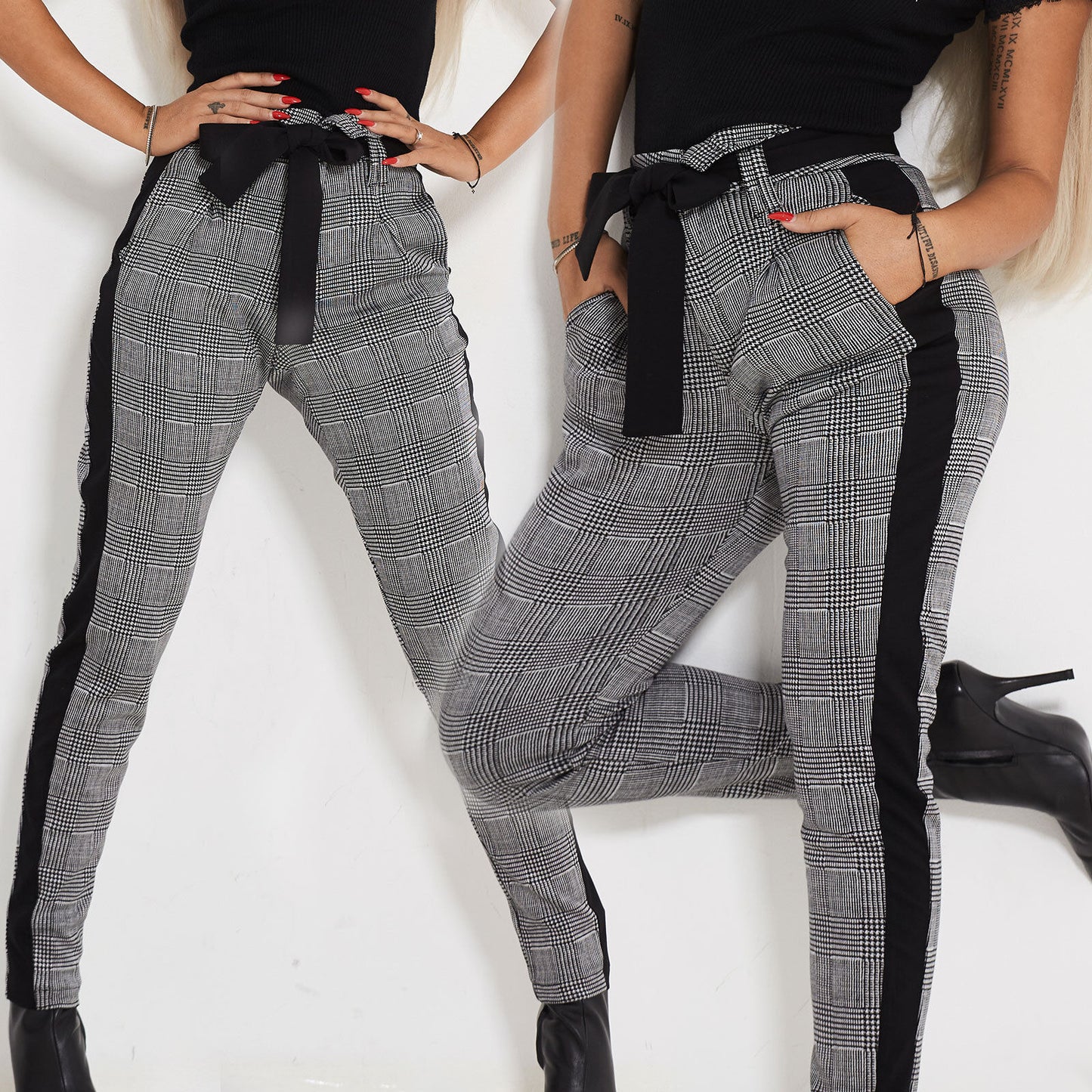 Damen Röhrenhose von Mexton, High-Waist Paperbag Stoffhose, Boyfriend-Stil, in Größe XS (34), aus weichem Stoff