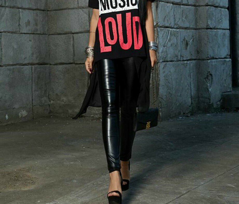 Mexton Damen Lederlook Treggings, Hüfthose, Röhrenhose in XS bis M, eng anliegend und modisch, elastisches Material