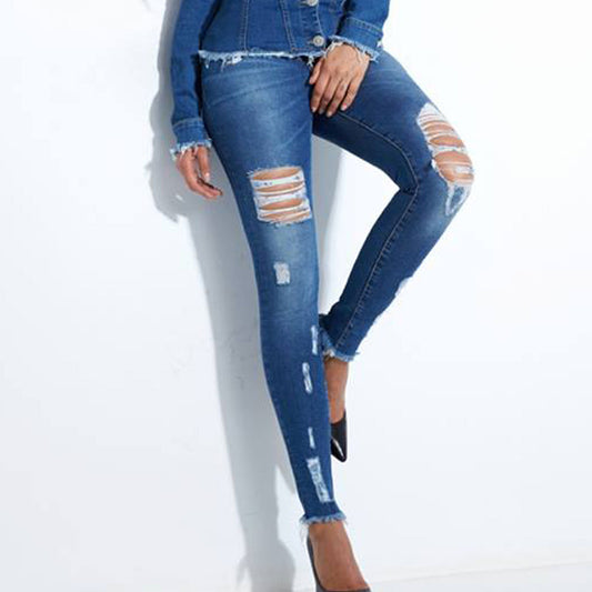 Blaue Damen Skinny Jeans von Mexton, schmal geschnitten, in XS-M Größe, mit klassischem Denim-Design.
