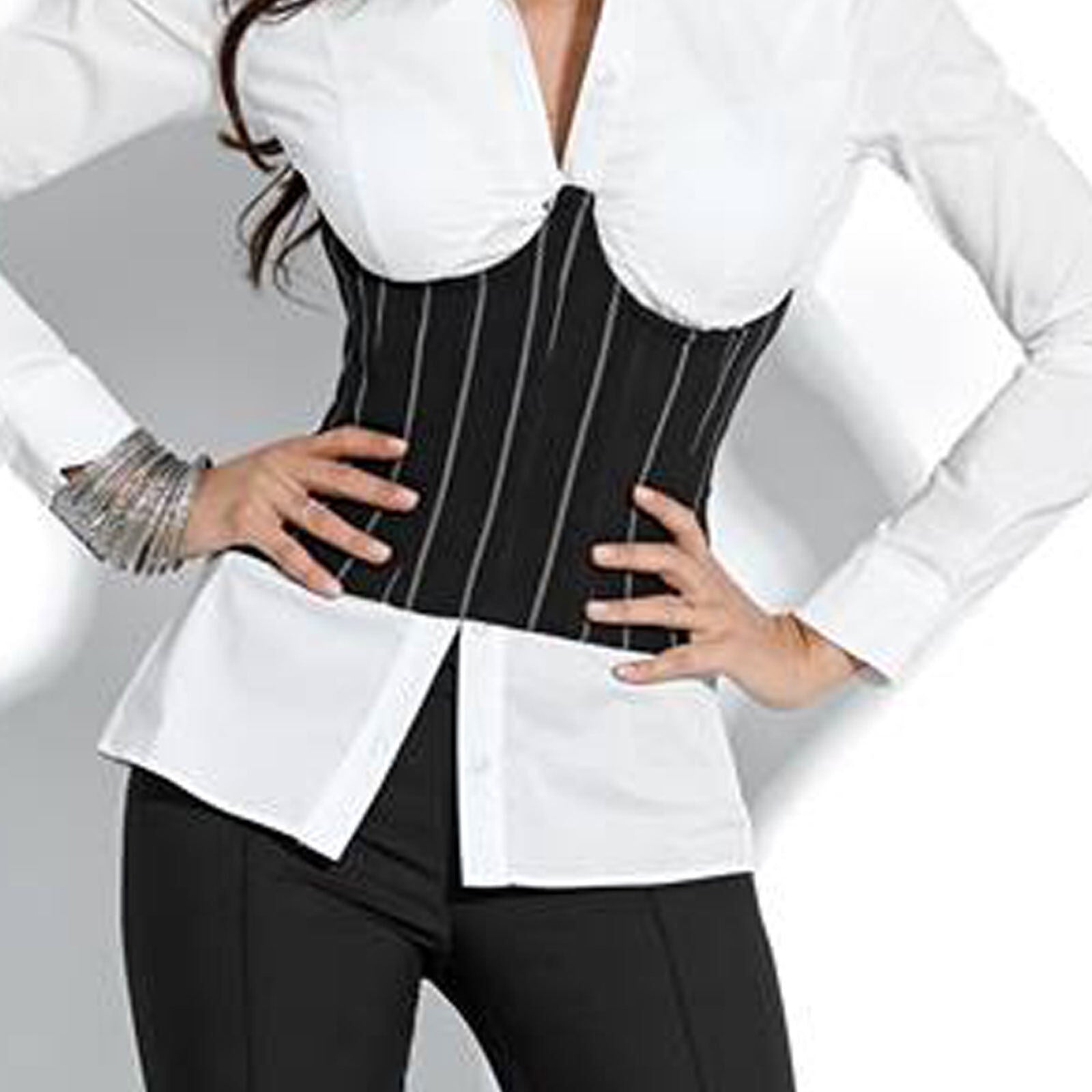Breiter Nadelstreifen-Taillengürtel von Mexton für Damen, underboob Design, in XS bis M, modisches Accessoire
