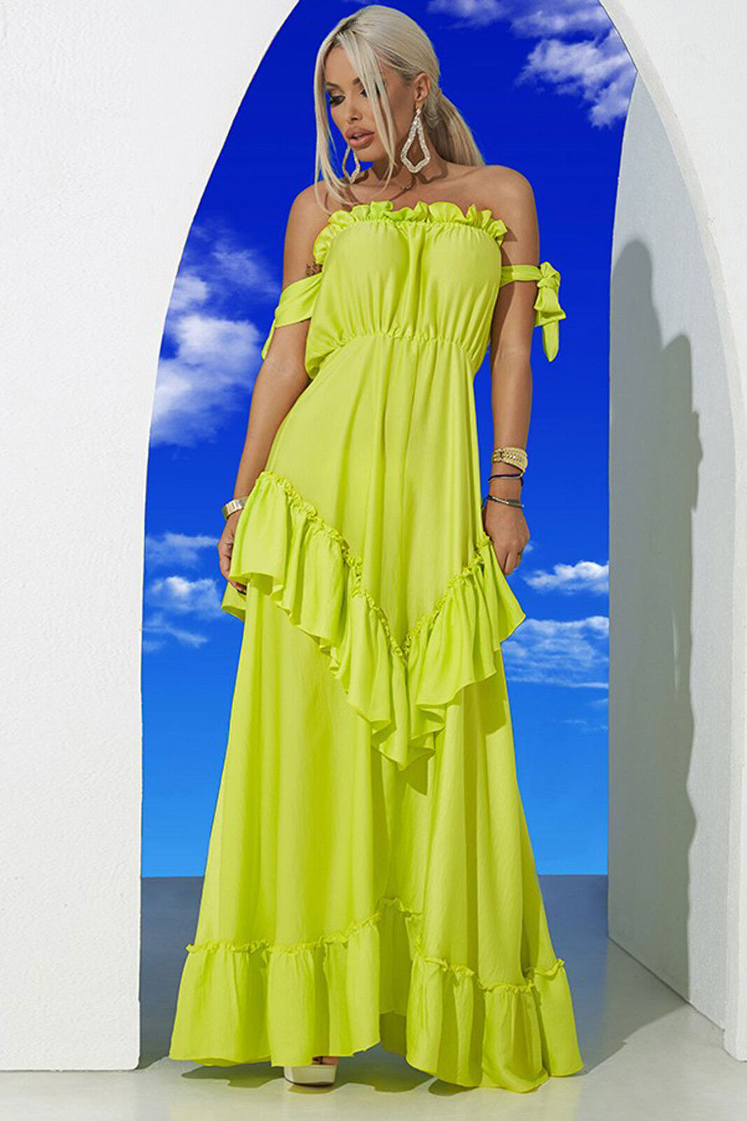 Mexton Maxikleid Strandkleid, langes Bandeau-Sommerkleid, leichte Baumwolloptik, in XS und S, perfekt für den Sommer.