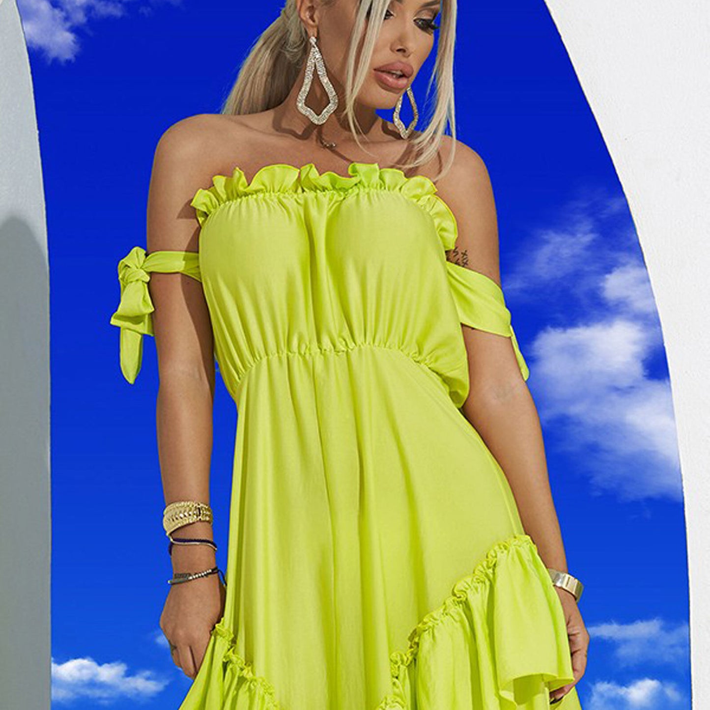 Mexton Maxikleid im Strandstil, langes Bandeau-Sommerkleid in XS, leichtes und luftiges Strandkleid für den Sommer.