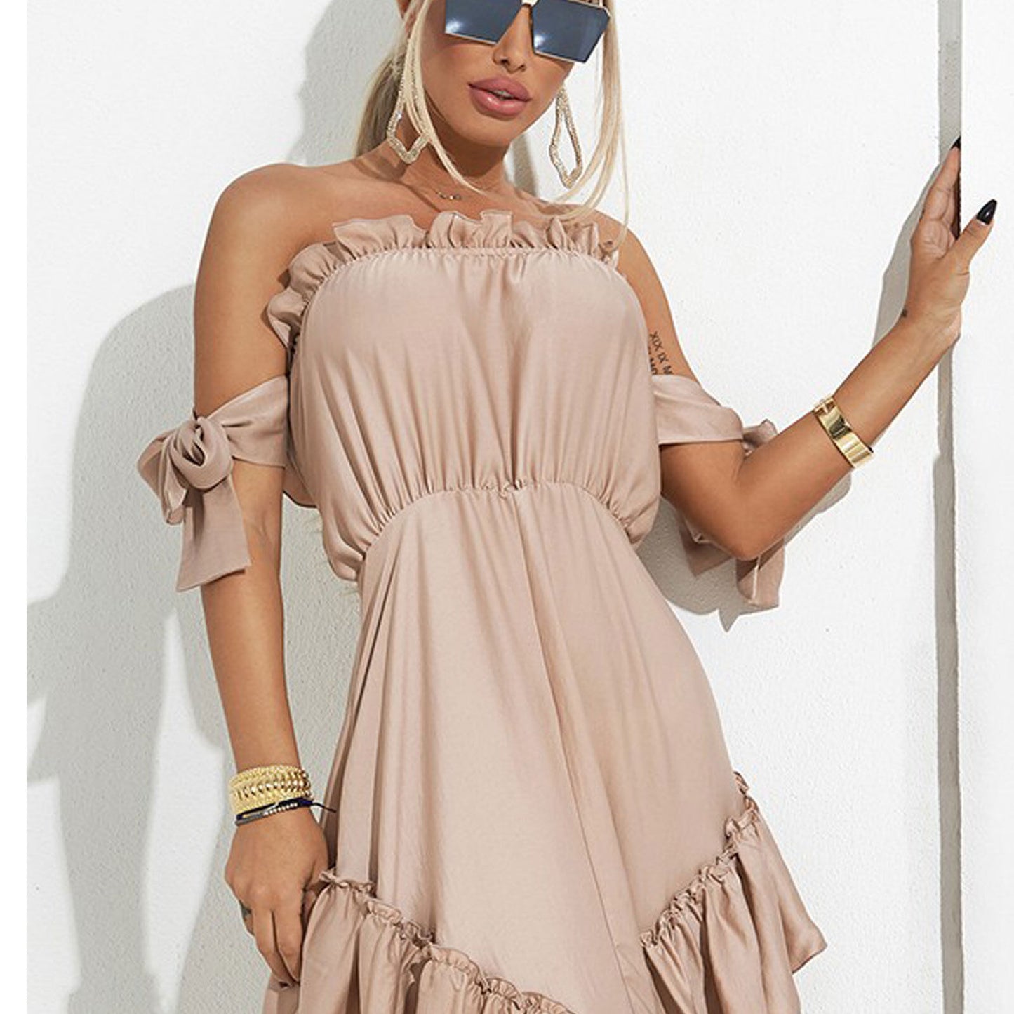 Mexton Maxikleid Strandkleid, langes Bandeau-Kleid, Sommerkleid in XS und S, leichtes und luftiges Design