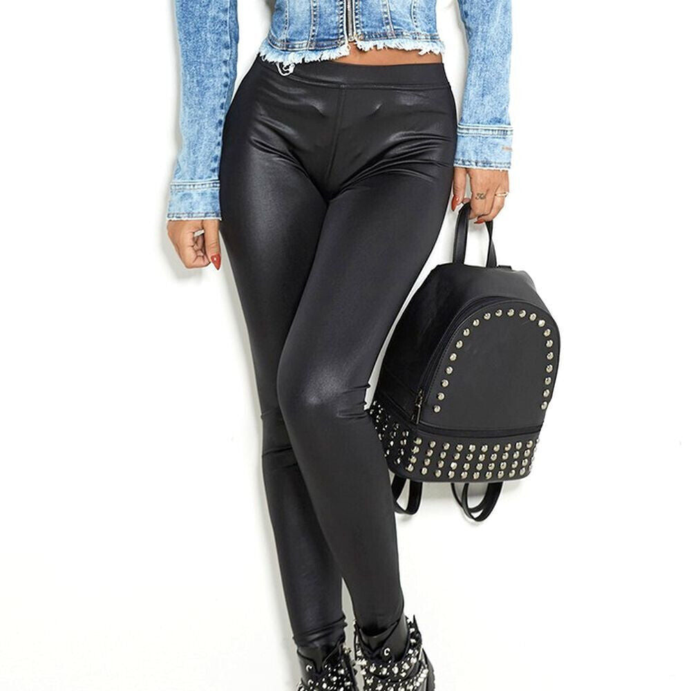 Damen Leggings von Mexton, Knöchel-Treggings im Lederlook, eng anliegend, Größe 36, modisches Design