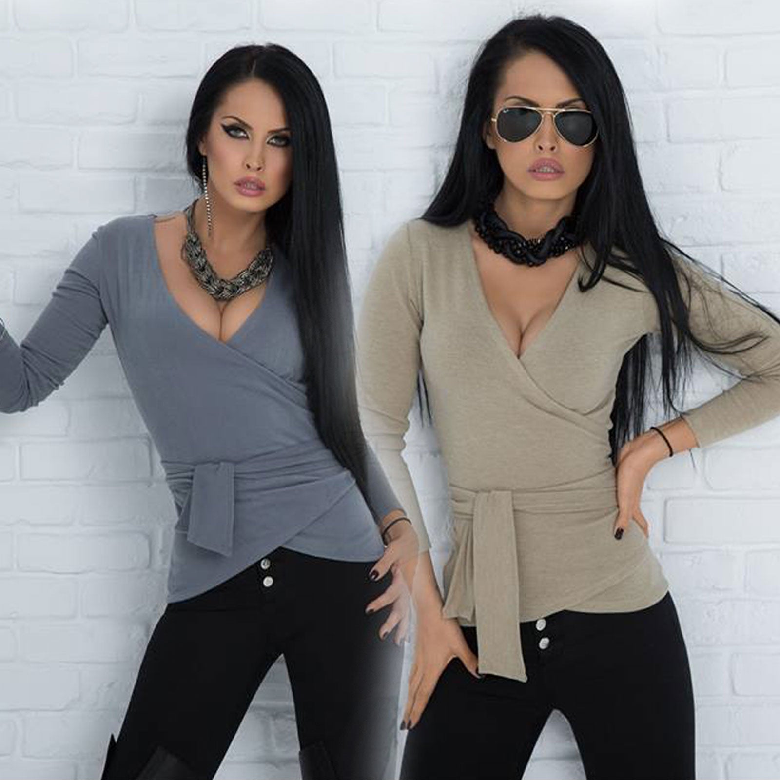 Mexton Damen Wickelpullover aus Strick in Größe M, bequem und stylisch, mit Wickel-Design und warmer Textur.
