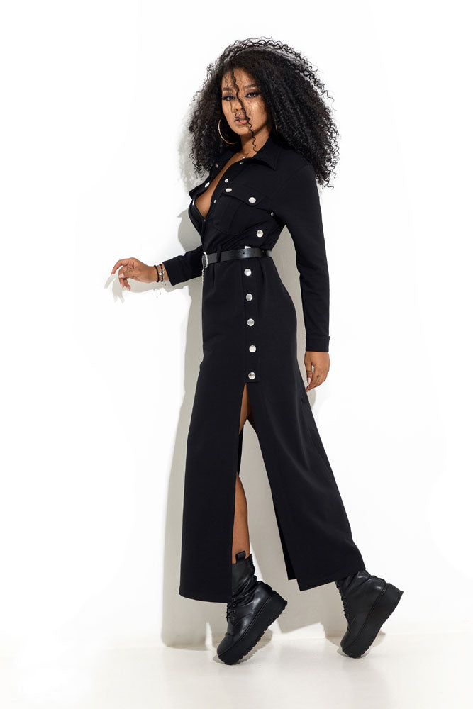 Schwarzes Damen-Midikleid von Mexton, leicht tailliert, mit kurzen Ärmeln und eleganter Silhouette, Größe S/36.