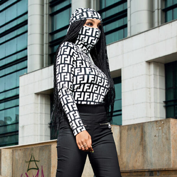 Schwarz-weißes Damen Haarband und Halstuch von Mexton, mehrfarbig, im Bandana-Stil, modisches Accessoire für Damen