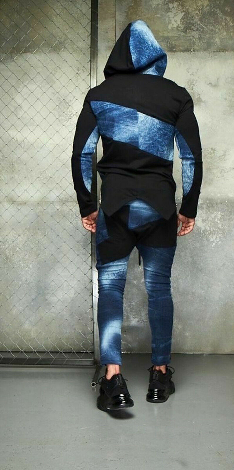 Mexton Men Herren 2-Teiler Jeans Jogginganzug, bequemer Freizeitanzug in S bis XL, aus weichem Denim und Joggingstoff.